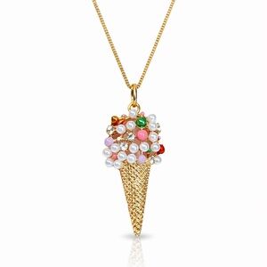 💕 Gold Ice Cream Cone Pendant Necklace